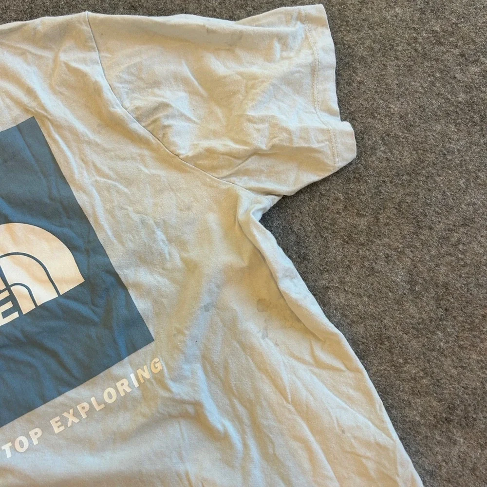 Women's The North Face Never Stop Exploring Baby Blue Outdoors T-Shirt Size Lg - Picture 11 of 11